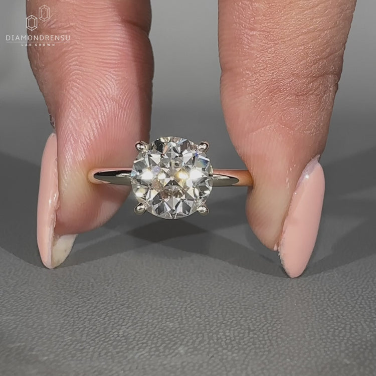 Round old European cut diamond engagement ring.
