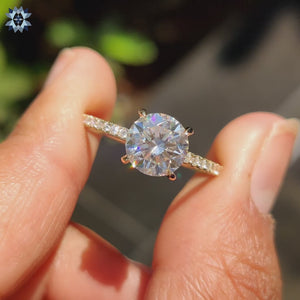 Pave setting ring with intricate details and brilliance.
