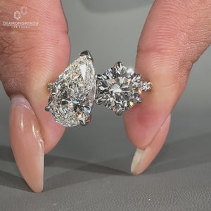 2 stone engagement ring with pave diamond ring design