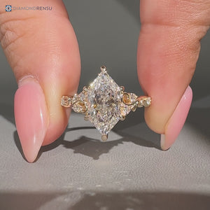 Dutch marquise lab grown diamond ring with nature inspired style.