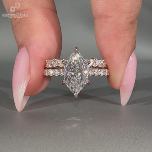 Dutch marquise ring with pave and hidden halo