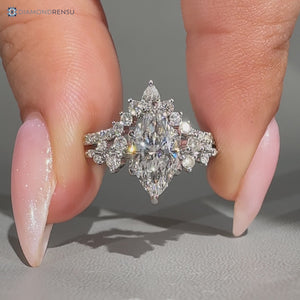 Handmade lab grown diamond marquise wedding ring design.