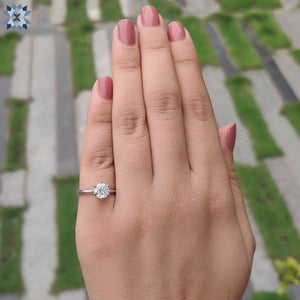 Round moissanite engagement ring, perfect for special moments.