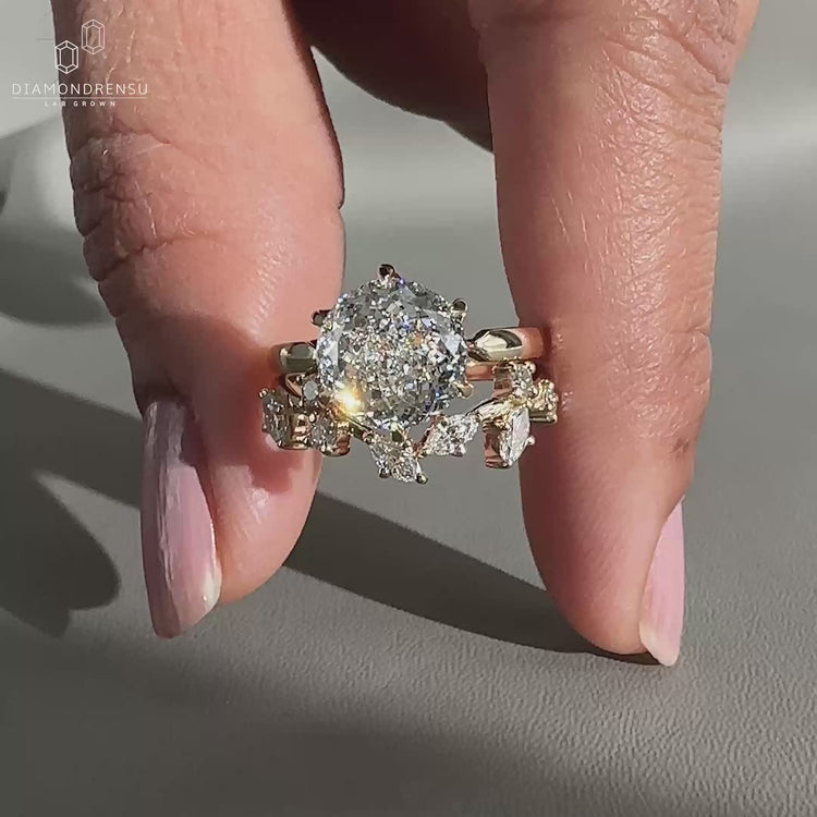 Yellow Gold Diamond Bridal Set featuring a timeless design.
