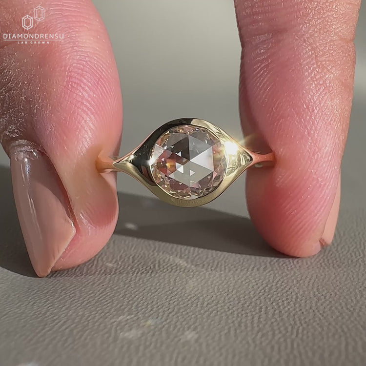 Solitaire ring featuring a lab grown diamond in a classic design.
