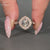 Round Diamond Halo Ring With Pave Band And Cathedral Setting.