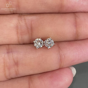 Rose Gold Stud Earrings 0.50 TCW in Round Cut