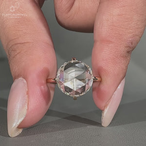 Round rose cut diamond solitaire ring
