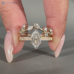 Dutch Marquise solitaire ring with six claw prong.