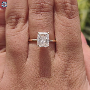 2.39 TW Radiant Cut Hidden Halo Unique Moissanite Engagement Ring