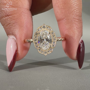 Vintage halo ring featuring classic charm.
