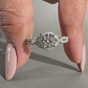 Halo Diamond Ring featuring a secure prong setting.
