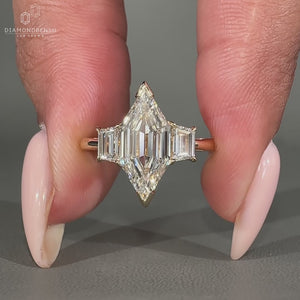 Elongated hexagon ring featuring a sleek and modern look.
