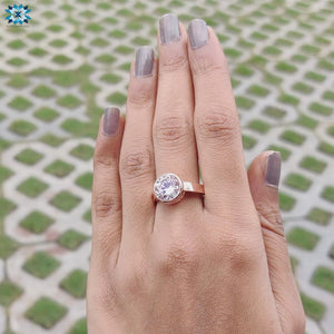 3.47 CT Round Hearts and Arrows Colorless Moissanite Ring