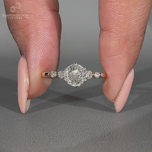 Handmade Portuguese cut diamond ring with six prong setting.
