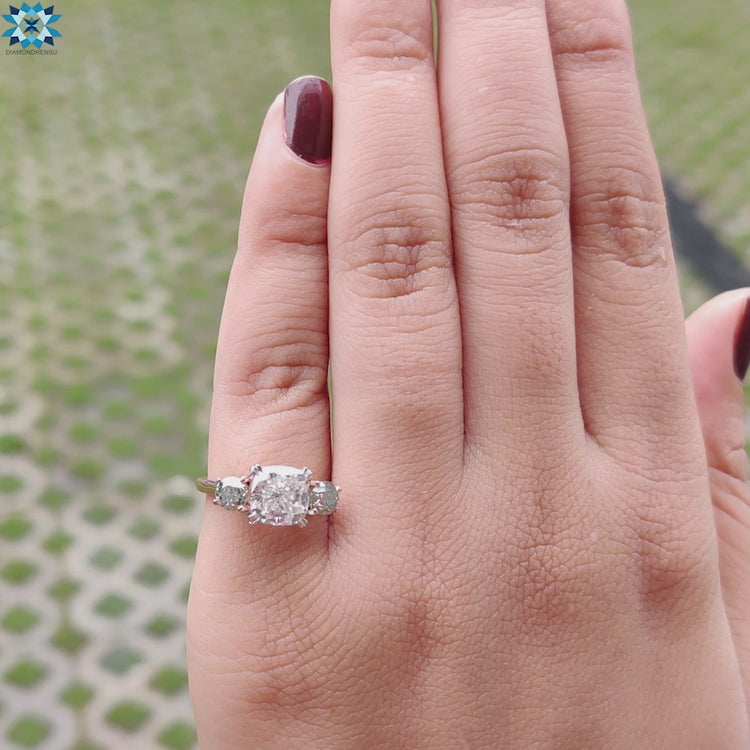 1.79 CT Cushion Trellis Setting Two Tone Engagement Ring