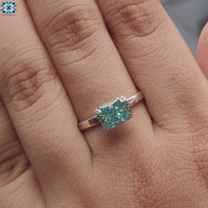 Stunning radiant cut moissanite engagement ring design.
