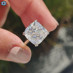 Hidden Halo Cushion Rensu Cut Moissanite Engagement Ring for Women
