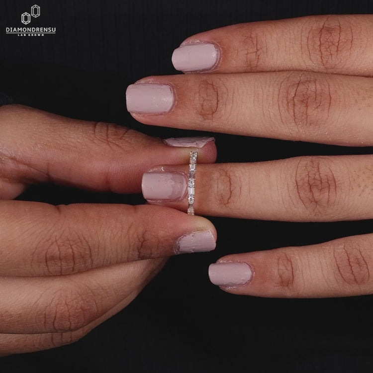 Lab grown diamond wedding band.