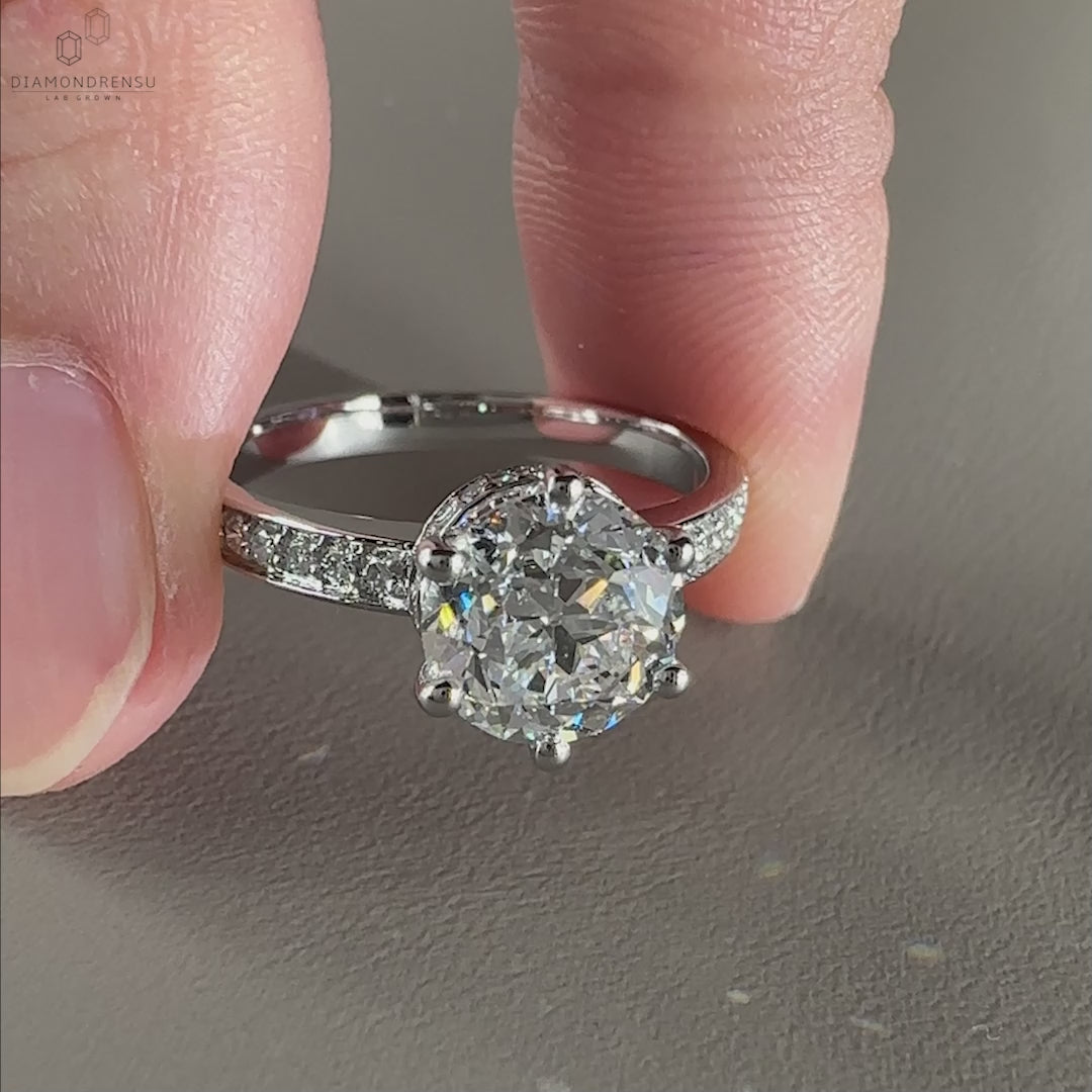 micro pave hidden halo engagement ring