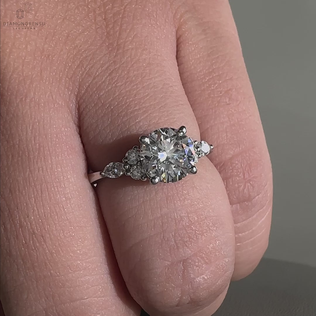 Muse Setting, 1.30 CT Round Lab Grown Diamond Engagement Ring