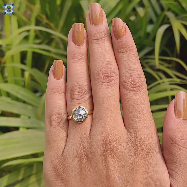 Stunning rose cut moissanite ring perfect for modern brides.
