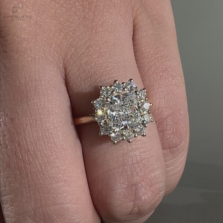 Cushion cut diamond ring in a stunning prong setting.
