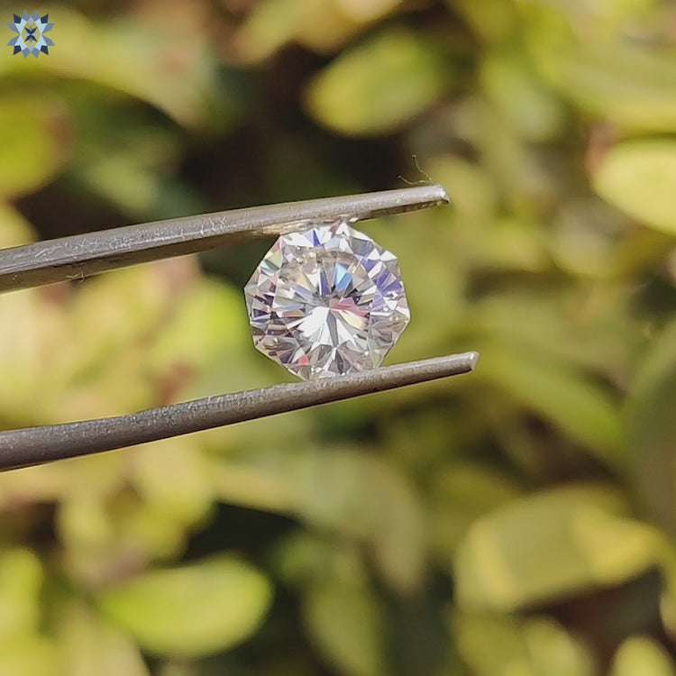 1.96 carat loose moissanite in antique cut.
