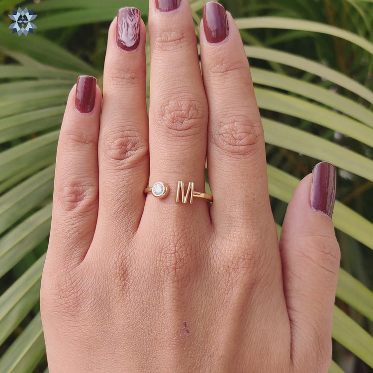 A Classic Customized Alphabet "M" Letter Open Gap Wedding Band