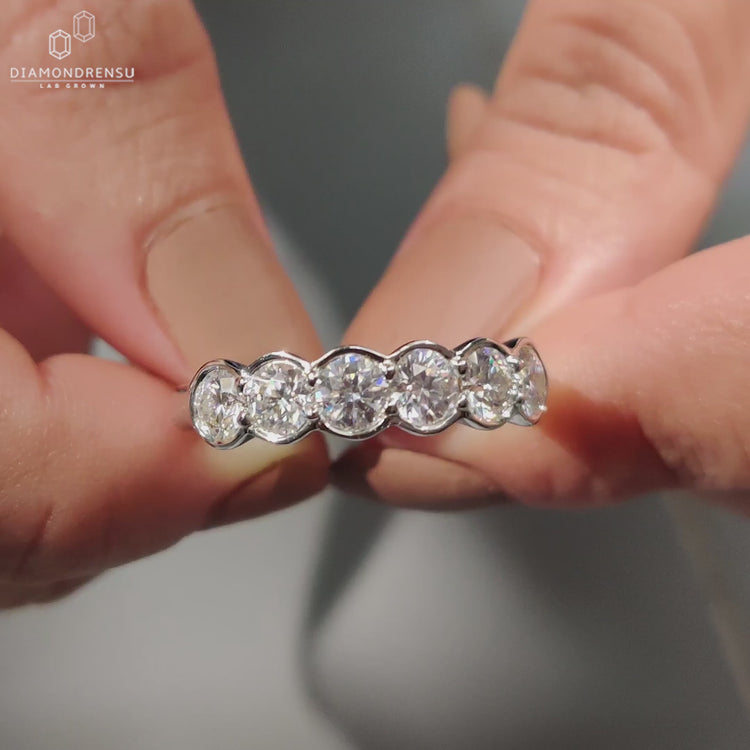 Lab grown diamond wedding band.