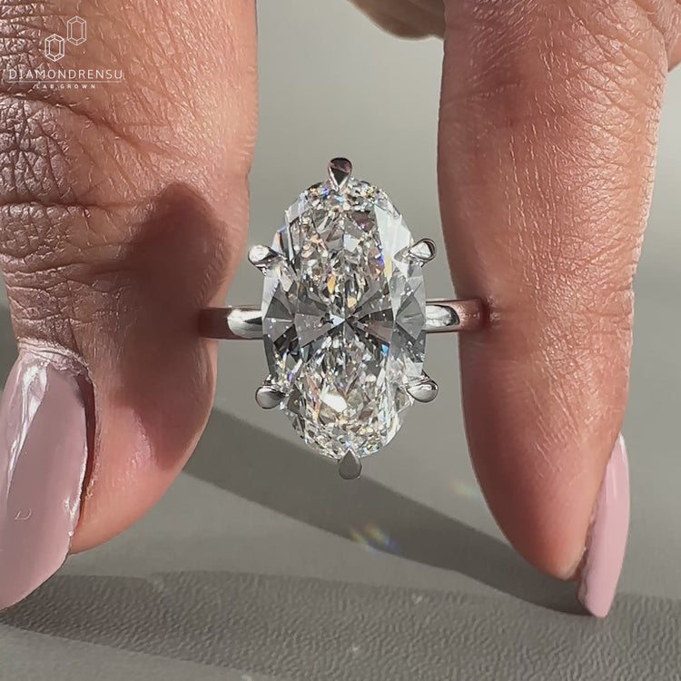 Moval Diamond Engagement Ring set in a classic design.