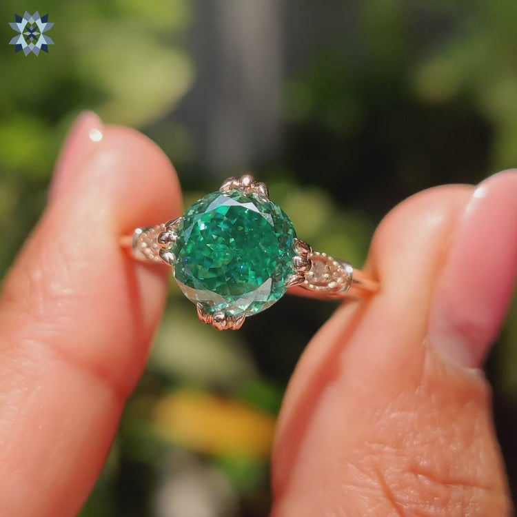 Portuguese cut engagement ring with unique handmade design.