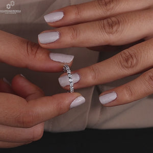 Lab grown diamond wedding band.