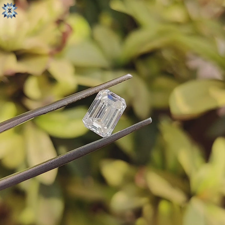 Moissanite loose stones include emerald cut moissanite in 1.35 carat size.