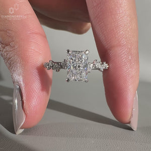 Radiant Cut Engagement Ring - Hidden Halo