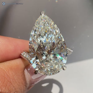 IGI Certified Pear Cut Diamond Ring In Bypass Style 10 - 12 CT