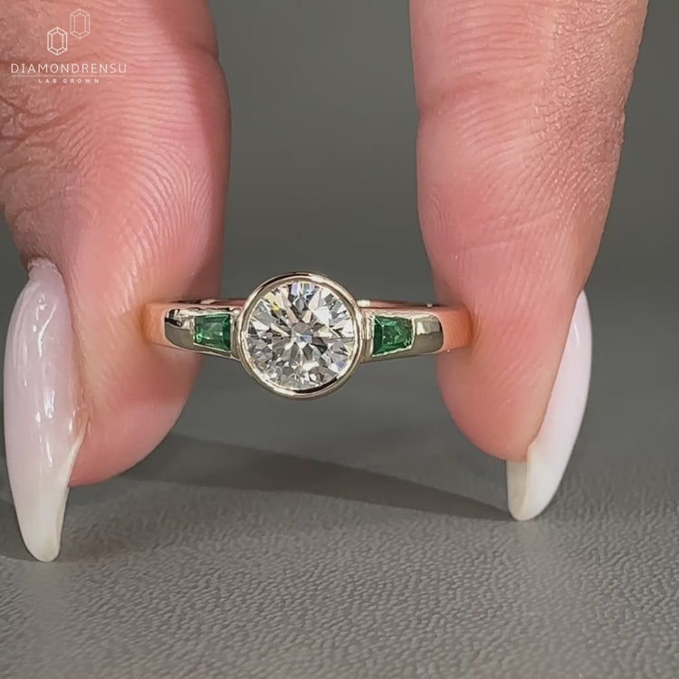 Round cut diamond ring set in a handmade jewelry design with timeless elegance.
