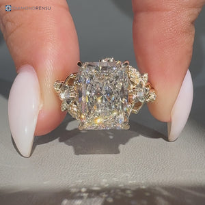 Radiant engagement ring with a twisted shank.