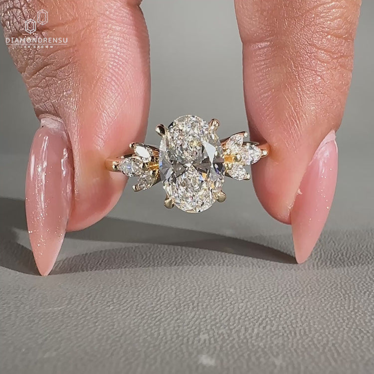 Hidden Halo Engagement Ring featuring a stunning oval diamond.
