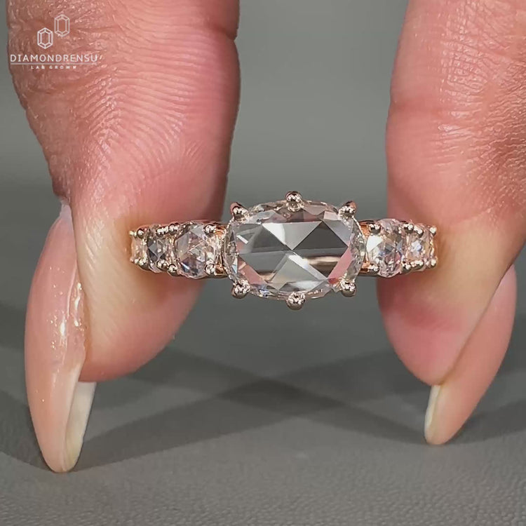 Rose Cut Engagement Ring featuring a unique diamond design.