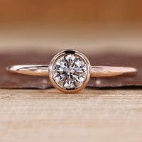 Rose Gold Round Diamond Bezel Set Engagement Ring