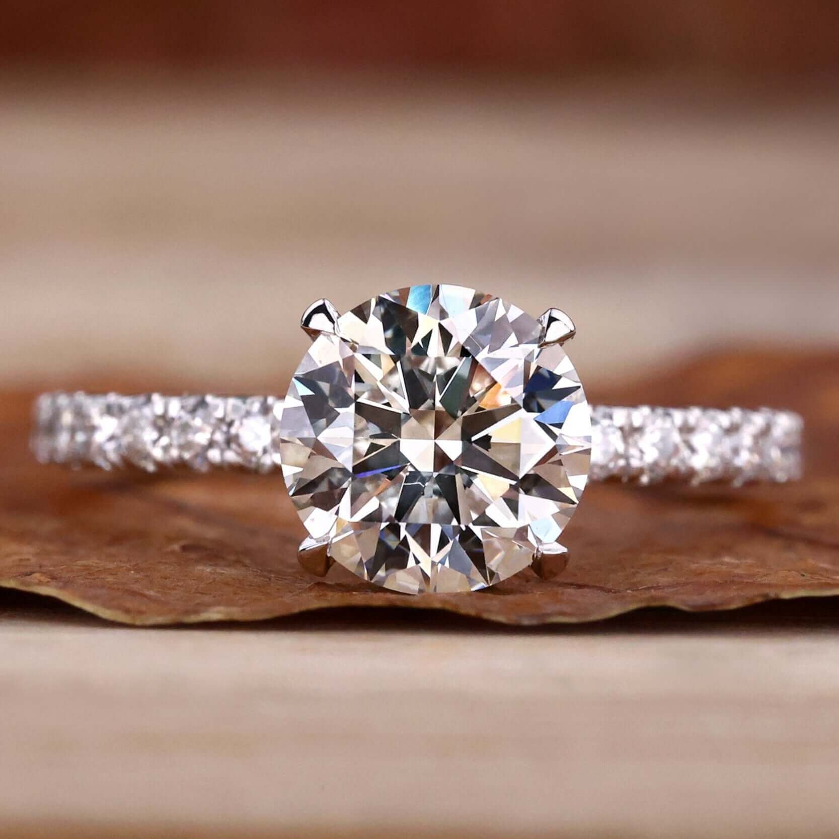 Lab Grown Rings Double Hidden Halo Round Lab Grown Diamond Engagement Ring for Women