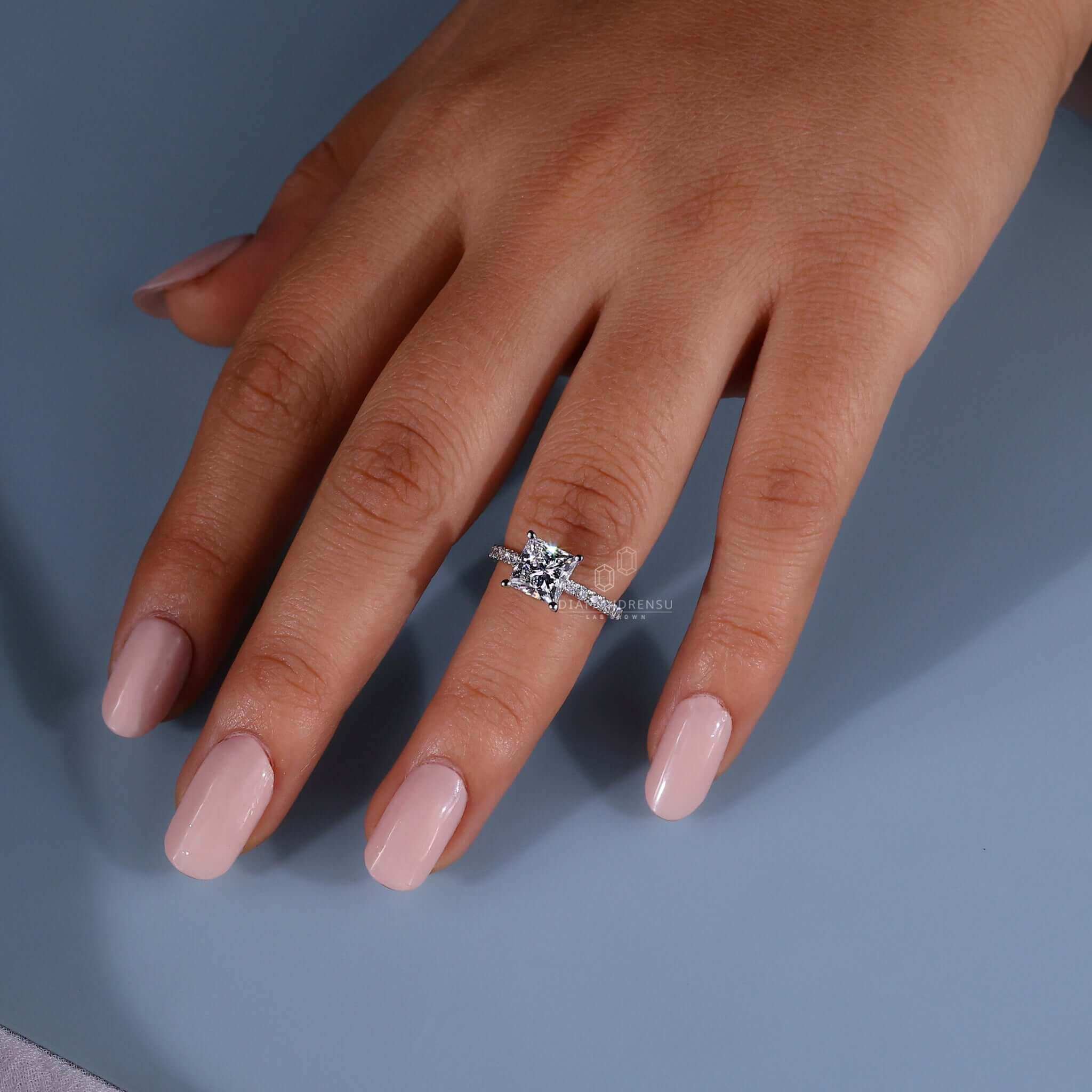 princess cut lab grown diamond ring