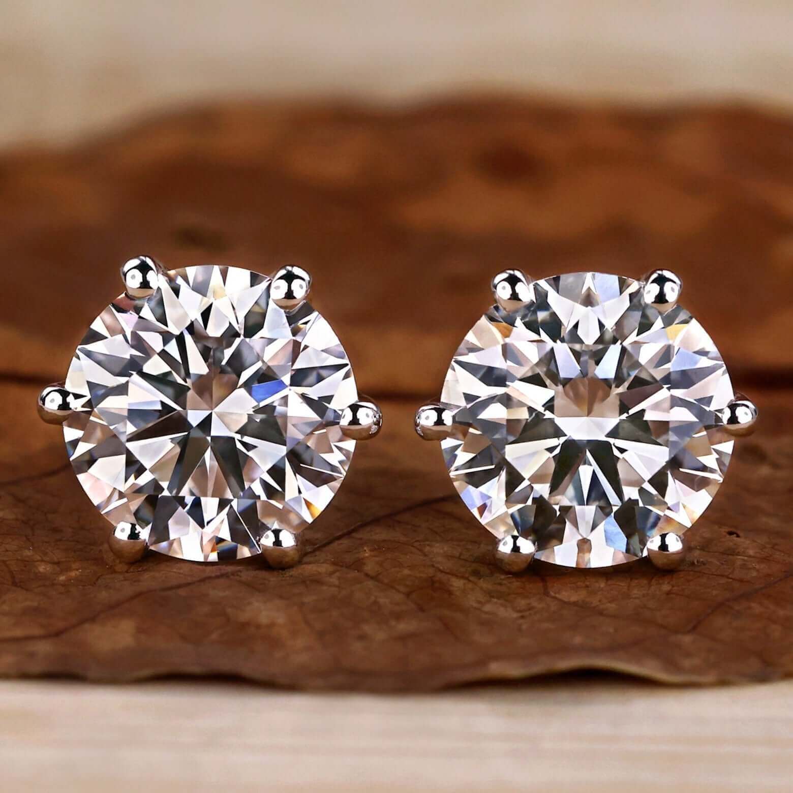 10K Solid Yellow Gold Stud Earring Settings – Prong Basket With CZ Stones