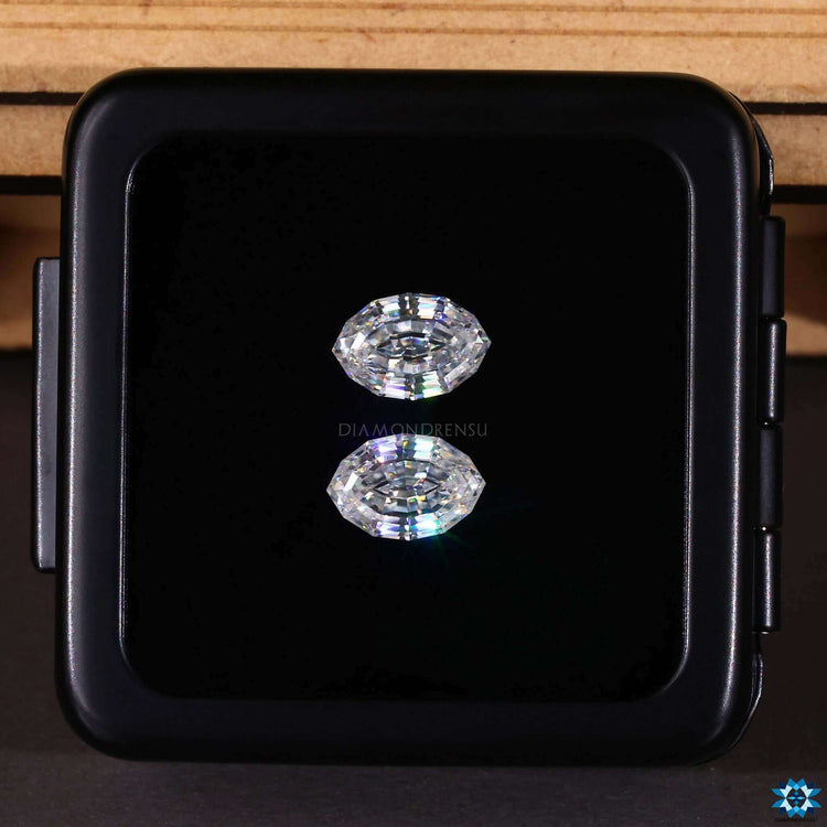 Moval Step Cut moissanite pair for unique settings.