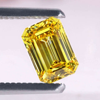 Emerald cut yellow diamond 1.11 carat loose stone.
