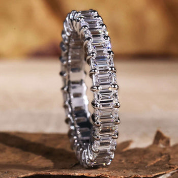 Emerald cut lab grown diamond eternity band