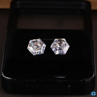 Hexagon Cut Moissanite loose stones in step cut style.
