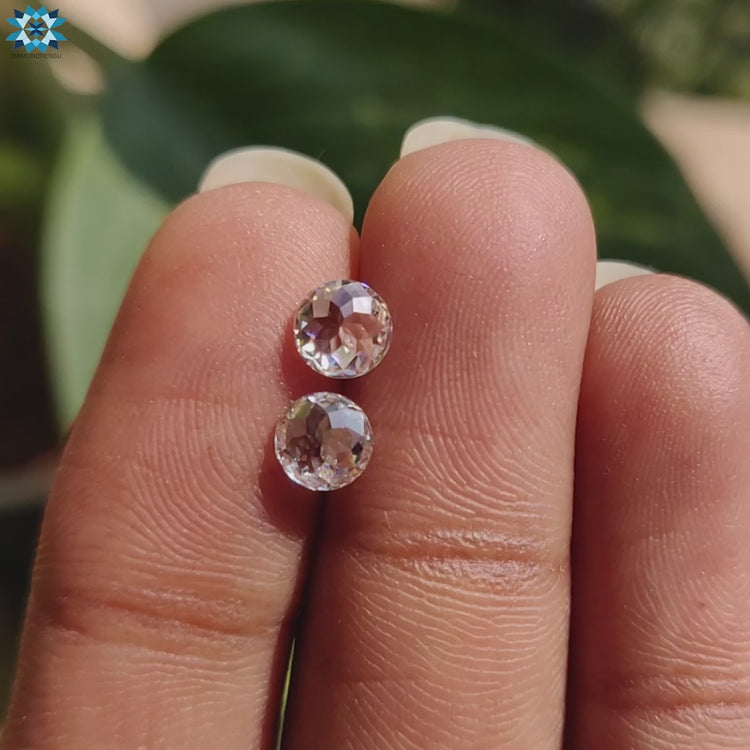 Round rose cut antique loose moissanite stones available in pairs from 0.50 to 4.0 carats.
