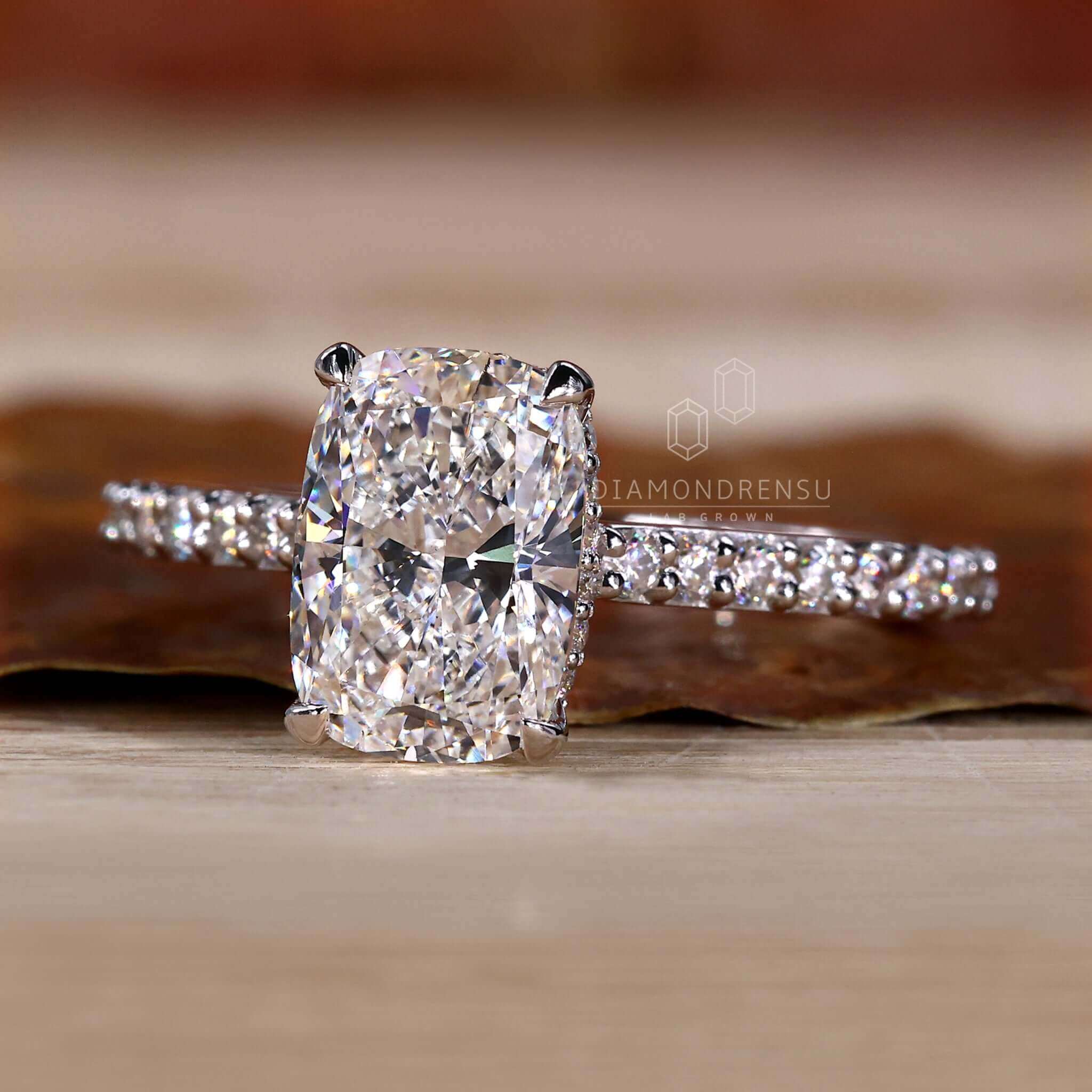 Elongated Cushion Cut Lab Grown Diamond Engagement Ring Elongated Cushion Cut Lab Grown Diamond Engagement Ring